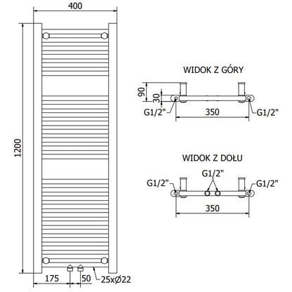 Mexen badeværelsesradiator 1200x400 Mars antracit