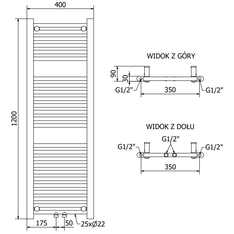 Mexen badeværelsesradiator 1200x400 Mars krom