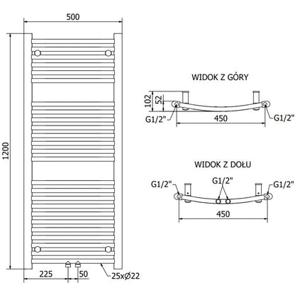 Mexen Ares badeværelsesradiator 1200x500 antracit
