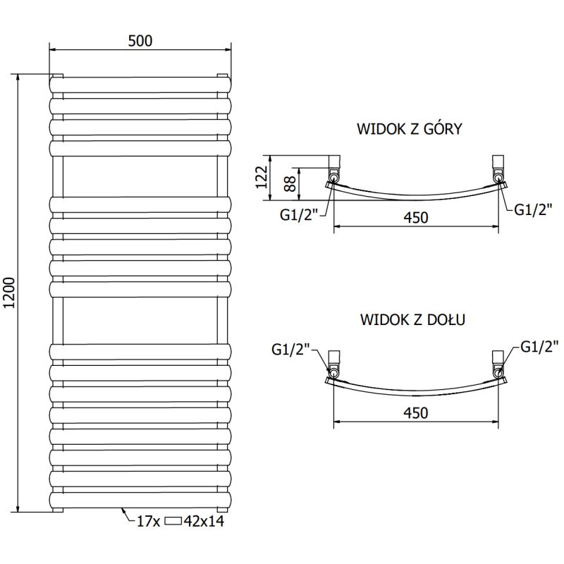 Mexen Bachus badeværelsesradiator 1200x500 hvid