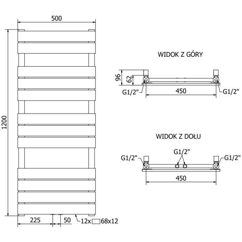 Mexen Ceres badeværelsesradiator 1200x500 sort