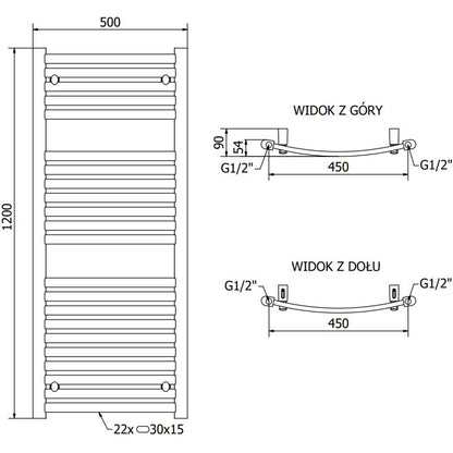 Mexen Helios badeværelsesradiator 1200x500 krom