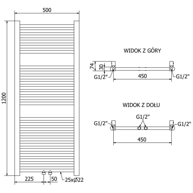 Mexen Mars badeværelsesradiator 1200x500 krom