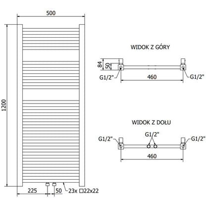 Mexen Pluton badeværelsesradiator 1200x500 i guld