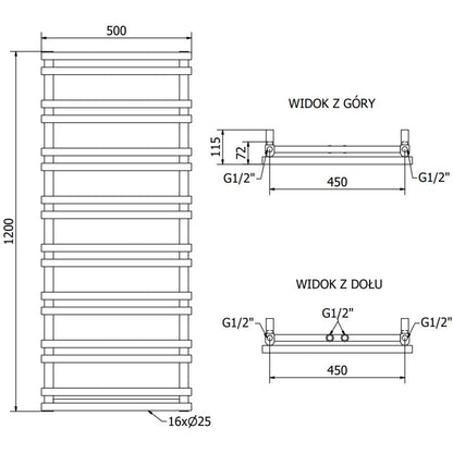 Mexen Saturn badeværelsesradiator 1200x500 sort
