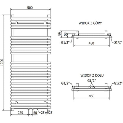 Mexen Sol antracit badeværelsesradiator 1200x500