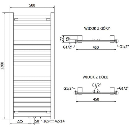 Mexen badeværelsesradiator 1200x500 Uran krom