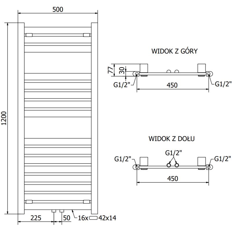 Mexen Uran badeværelsesradiator 1200x500 sort