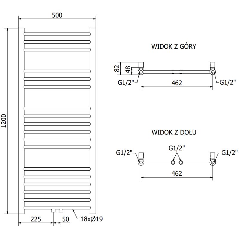 Mexen Yodo badeværelsesradiator 1200x500 sort