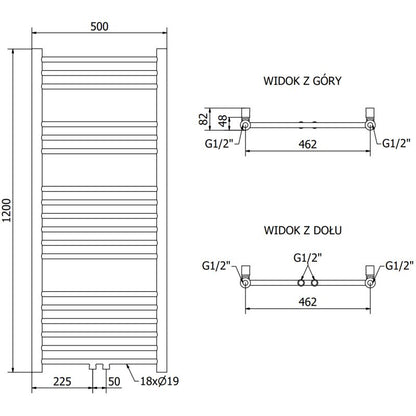 Mexen Yodo badeværelsesradiator 1200x500 sort