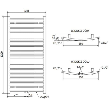 Mexen Ares badeværelsesradiator 1200x600 antracit