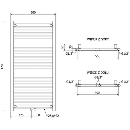 Mexen Mars badeværelsesradiator 1200x600 sort