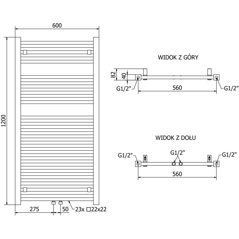 Mexen Pluton badeværelsesradiator 1200x600 hvid