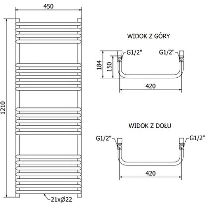 Mexen Apollo badeværelsesradiator 1210x450 sort