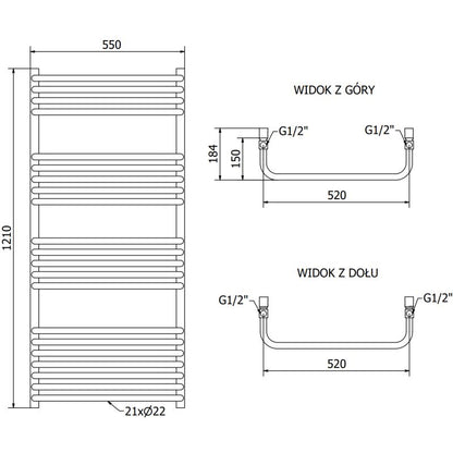 Mexen Apollo badeværelsesradiator 1210x550 antracit