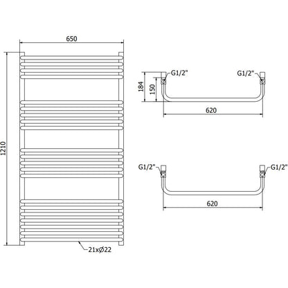 Mexen Apollo badeværelsesradiator 1210x650 sort