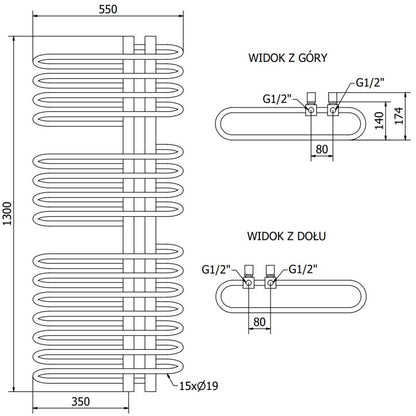 Mexen badeværelsesradiator 1300x550 Ops sort