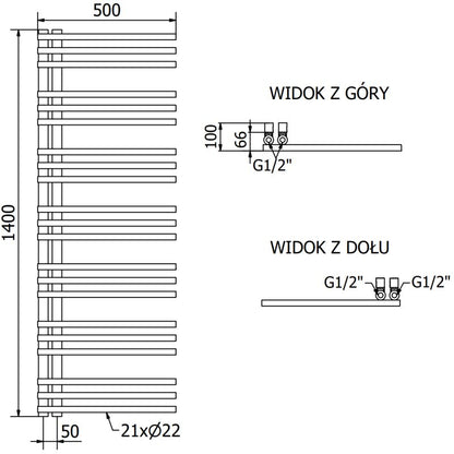 Mexen Neptun badeværelsesradiator 1400x500 krom