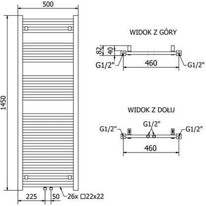 Mexen Pluton badeværelsesradiator 1450x500 hvid