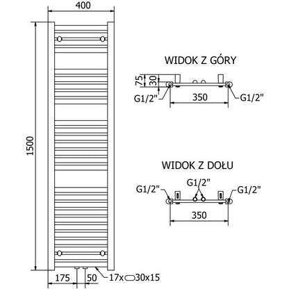 Mexen Hades badeværelsesradiator 1500x400 hvid