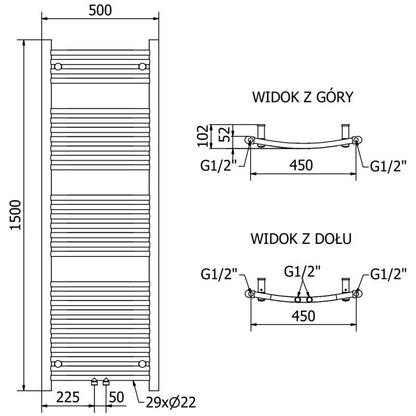 Mexen Ares badeværelsesradiator 1500x500 krom