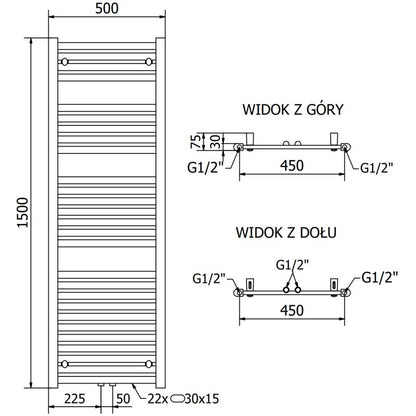 Mexen Hades badeværelsesradiator 1500x500 antracit