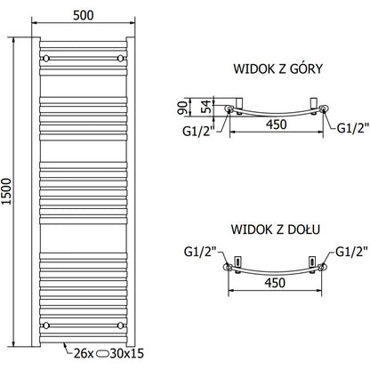Mexen Helios badeværelsesradiator 1500x500 krom