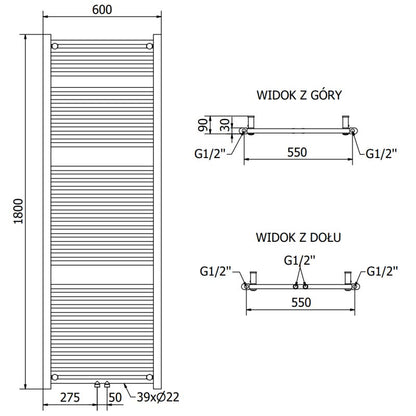 Mexen badeværelsesradiator 1500x600 Mars guldfarvet