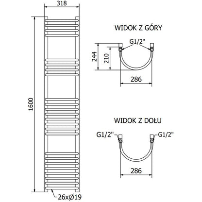 Mexen Eros badeværelsesradiator 1600x318 sort
