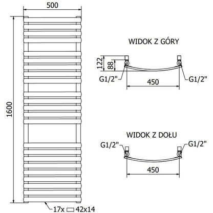 Mexen Bachus badeværelsesradiator 1600x500 krom