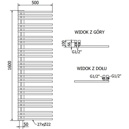 Mexen Neptun badeværelsesradiator 1600x500 krom