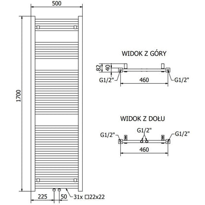 Mexen Pluton badeværelsesradiator 1700x500 sort