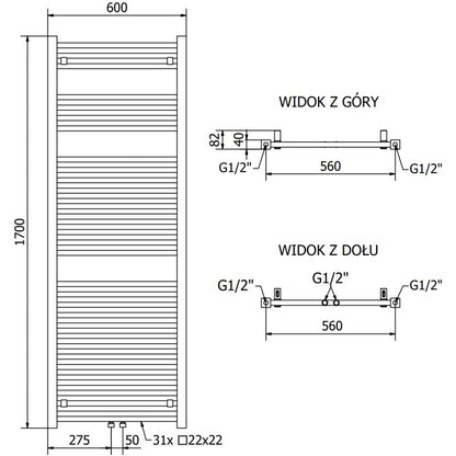 Mexen Pluton badeværelsesradiator 1700x600 sort