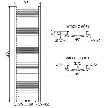 Mexen Ares badeværelsesradiator 1800x500 hvid