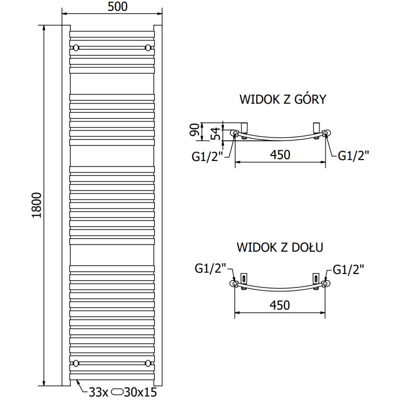 Mexen Helios badeværelsesradiator 1800x500 hvid
