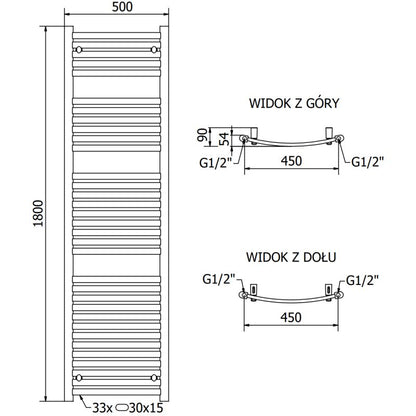 Mexen Helios badeværelsesradiator 1800x500 hvid