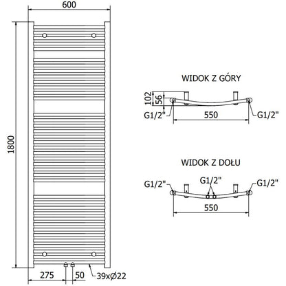 Mexen Ares badeværelsesradiator 1800x600 hvid