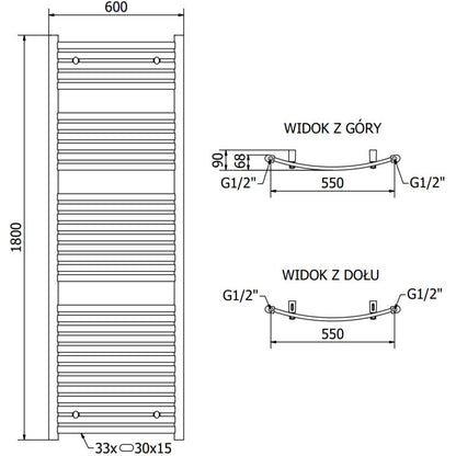 Mexen Helios badeværelsesradiator 1800x600 mm i guld