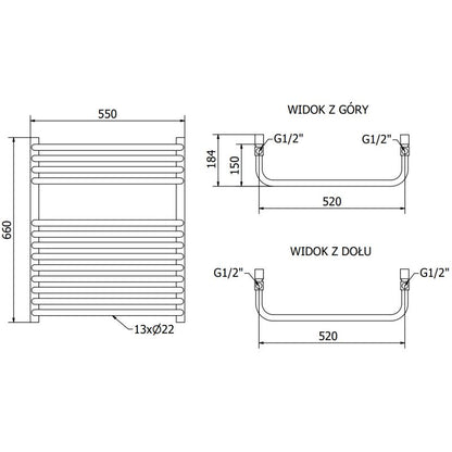Mexen Apollo badeværelsesradiator 660 x 550 mm i hvid