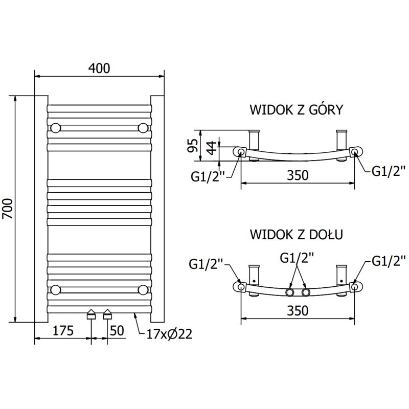 Mexen Ares badeværelsesradiator 700x400 krom