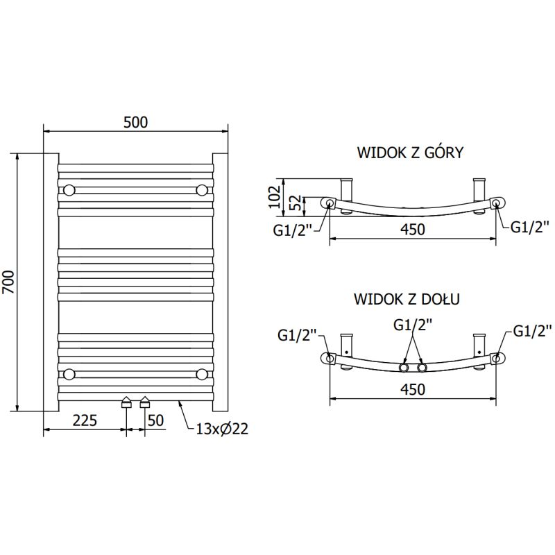 Mexen Ares badeværelsesradiator 700 x 500 mm antracit