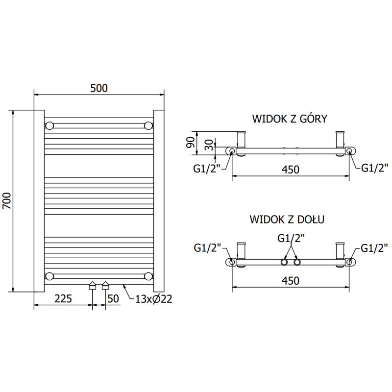 Mexen badeværelsesradiator 700x500 Mars krom