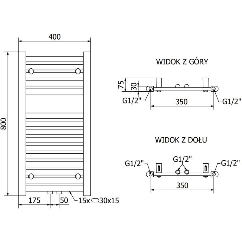 Mexen Hades badeværelsesradiator 800x400 sort