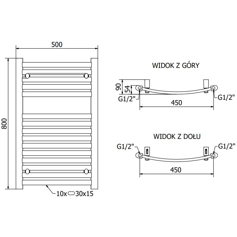 Mexen Helios badeværelsesradiator 800x500 sort