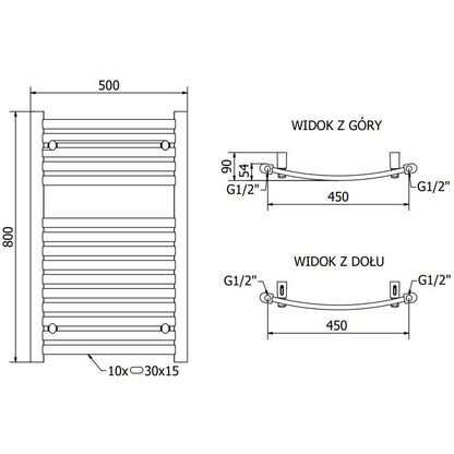 Mexen Helios badeværelsesradiator 800x500 sort