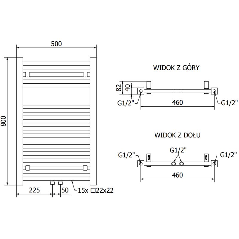Mexen Pluton badeværelsesradiator 800x500 hvid