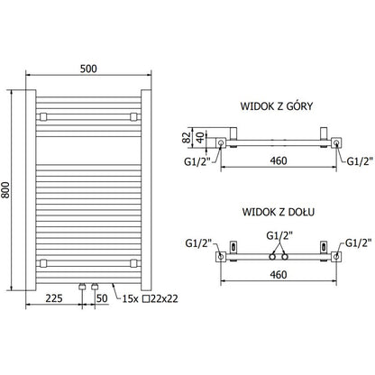 Mexen Pluton badeværelsesradiator 800x500 hvid