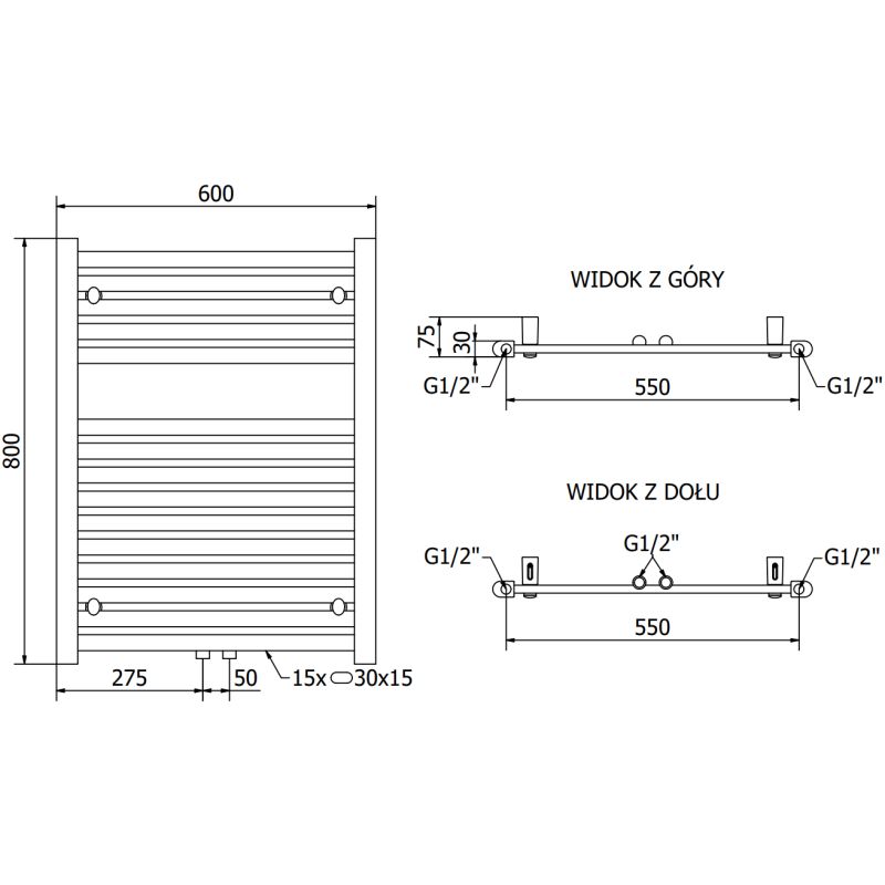 Mexen Hades badeværelsesradiator 800x600 antracit