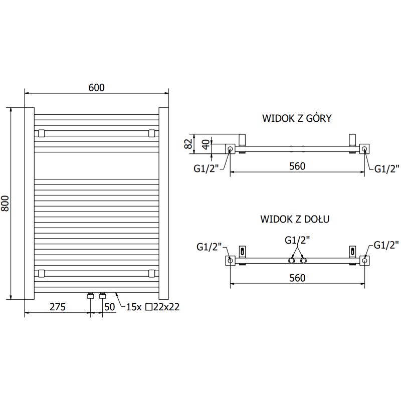Mexen Pluton badeværelsesradiator 800x600 sort