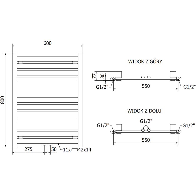 Mexen 800x600 uran kromet badeværelsesradiator